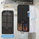 MISSLO Carry On Garment Bags for Travel with Shoulder Strap 43'' Suit Bags for Men Travel 2 in 1 Waterproof Suit Cover with 3 Pockets for Business Trip, Black