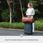 STOVER Garment Travel Duffle Bag, Large 2-in-1 Convertible Carry-on Luggage for Men & Women- Hanging Suits, Dresses & Clothes + Shoe Compartment- Weekender Tote Combo Duffel (Brown Leatherette)