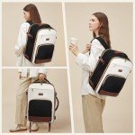 LOVEVOOK Travel Backpack for Women,40L Carry On Backpack Flight Approved,TSA Personal Item Travel Bag Fits 17.3" Laptop with 3 Packing Cubes,Large Waterproof Daypack,Beige and black and brown