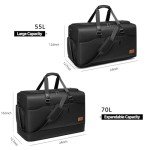 Expandable 55/70L Duffle Bag for Travel,Travel Bag for Men,Carry on Weekend Bag with Shoe Compartment,Waterproof Gym Bags Overnight Bag for Men Women