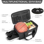 ETRONIK Gym Bags for Men Women, Tactical Duffle Bag Backpack with Shoe Compartment, 3 in 1 Carry on Travel Backpack with Wet Pocket, Weekender Overnight Range Bag for Workout Football Gym, Black