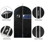 Syeeiex 40" Suit Bag, Set of 5 Garment Bags for Hanging Clothes, Suit Bags for Closet Storage, Garment Bags for Storage Suits,T-shirts, Jackets and Coats(Black & Grey)