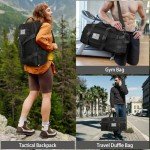 ETRONIK Gym Bags for Men Women, Tactical Duffle Bag Backpack with Shoe Compartment, 3 in 1 Carry on Travel Backpack with Wet Pocket, Weekender Overnight Range Bag for Workout Football Gym, Black