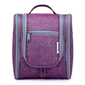 Narwey Small Hanging Toiletry Bag Women Travel Makeup Bag Organizer Toiletries Bag for Travel Size Essentials Accessories Cosmetics (Medium, Dark Purple)