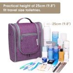 Narwey Small Hanging Toiletry Bag Women Travel Makeup Bag Organizer Toiletries Bag for Travel Size Essentials Accessories Cosmetics (Medium, Dark Purple)