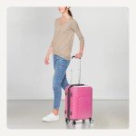 Amazon Basics Carry-On Luggage With Wheels, Expandable 21.7" Geometric Travel Suitcase, TSA Lock, Pink