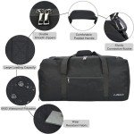Duffle Bag for Men 65L, Travel Bag with Shoes Compartment, Large Capacity Duffel Bag, Water Resistant & Tear Resistant Women Weekender Bag with Shoulder Strap for Sports Gym Travel Camping (Black)