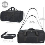 Duffle Bag for Men 65L, Travel Bag with Shoes Compartment, Large Capacity Duffel Bag, Water Resistant & Tear Resistant Women Weekender Bag with Shoulder Strap for Sports Gym Travel Camping (Black)