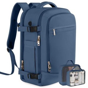 Rinlist Travel Backpack, Carry-on Backpack for Men Women, Travel Backpack Carry on Flight Approved, 40L Personal Item Backpack Personal Item Backpack Bag, Travel Essentials, Dark Blue