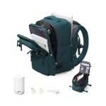 Vacuum Backpack Travel, Airback Backpack with Pump Personal Item Carry On Bag Flight Approved Laptop Work Seal Compression Backpacks Men Women Vacpack Waterproof Business College Casual Daypack Blue