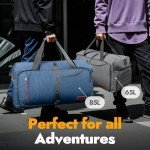 Canway 65L Travel Duffel Bag, Foldable Weekender Bag with Shoes Compartment for Men Women Water-proof & Tear Resistant