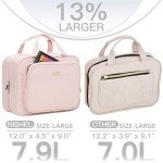 NISHEL Travel Toiletry Bag for Women Large Capacity, Makeup Essentials Organizer, Hanging Case for Accessories, Cosmetics, Pink