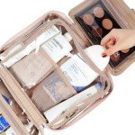 NISHEL Travel Toiletry Bag for Women Large Capacity, Makeup Essentials Organizer, Hanging Case for Accessories, Cosmetics, Pink