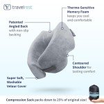 TRAVELREST Nest Memory Foam Travel Neck Pillow, Advanced Support for Long Flights, Patented Design, Optimal Relaxation, Compact, Ergonomic, Washable, On-The-Go, Attaches to Luggage - Gray