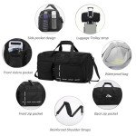 MAXTOP Large Gym Bag for Men Women with Shoe Compartment Wet Dry Separation Black Carry on Duffle Bag for Travel Sports Yoga Fitness Weekend Outdoor Activities