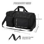 MAXTOP Large Gym Bag for Men Women with Shoe Compartment Wet Dry Separation Black Carry on Duffle Bag for Travel Sports Yoga Fitness Weekend Outdoor Activities