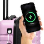 U.S. Traveler Boren Polycarbonate Hardside Rugged Travel Suitcase Luggage with 8 Spinner Wheels, Aluminum Handle, Lavender, Carry-on 22-Inch, USB Port