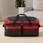 Travelers Club 36/'' Asgard 3-Wheel Rolling Duffel Bag, Red Red/Grey