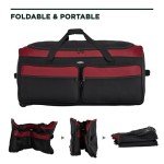 Travelers Club 36/'' Asgard 3-Wheel Rolling Duffel Bag, Red Red/Grey