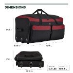 Travelers Club 36/'' Asgard 3-Wheel Rolling Duffel Bag, Red Red/Grey