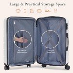 Sweetcrispy Carry on Luggage,Hard Shell Expandable Double Spinner Rolling Wheels Suitcase,TSA Lock, Modern White, 20 inch