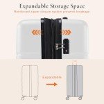 Sweetcrispy Carry on Luggage,Hard Shell Expandable Double Spinner Rolling Wheels Suitcase,TSA Lock, Modern White, 20 inch