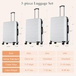 Sweetcrispy Carry on Luggage,Hard Shell Expandable Double Spinner Rolling Wheels Suitcase,TSA Lock, Modern White, 20 inch