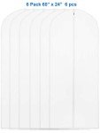 Simple Houseware 60-Inch Clear Garment Bags with Zipper for Suits, Dresses, Costumes, Uniforms - 6 Pack