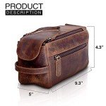 KOMALC Premium Buffalo Leather Unisex Toiletry Bag Travel Dopp Kit