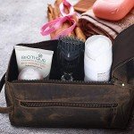KOMALC Premium Buffalo Leather Unisex Toiletry Bag Travel Dopp Kit
