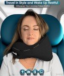 SNUGL Neck Travel Pillow - Memory Foam Airplane Pillow - Flight Pillow | Neck Support Travel Pillow with Carry Bag & Clip | Neck Pillows for Sleeping Travel Plane | Flying Travel Essentials - Black
