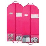 MASKEYON 51" Garment Bags with Zipper Pocket for Dance Costume,Wedding Gown,Suit,Garment Bags for Travel and Storage(Pack of 2, Pink)