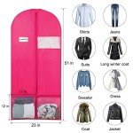 MASKEYON 51" Garment Bags with Zipper Pocket for Dance Costume,Wedding Gown,Suit,Garment Bags for Travel and Storage(Pack of 2, Pink)