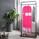 MASKEYON 51" Garment Bags with Zipper Pocket for Dance Costume,Wedding Gown,Suit,Garment Bags for Travel and Storage(Pack of 2, Pink)