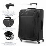 Travelpro Maxlite 5 Softside Expandable Checked Luggage with 4 Spinner Wheels, Lightweight Suitcase, Men and Women, Black, Checked Medium 25-Inch