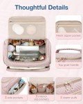 BAGSMART Travel Toiletry Bag, Large Wide-open Makeup Cosmetic Travel Bag for Toiletries with Handle, Pink-L