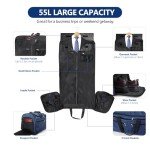 Carry on Garment Bag for Travel, Bukere Convertible Suit Travel Garment Duffel Bag for Men Women Business, Shoe Compartment, Detachable Shoulder Strap, Multi-Function 2 in 1 Weekender Bag, Blue