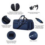 Carry on Garment Bag for Travel, Bukere Convertible Suit Travel Garment Duffel Bag for Men Women Business, Shoe Compartment, Detachable Shoulder Strap, Multi-Function 2 in 1 Weekender Bag, Blue