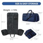 Carry on Garment Bag for Travel, Bukere Convertible Suit Travel Garment Duffel Bag for Men Women Business, Shoe Compartment, Detachable Shoulder Strap, Multi-Function 2 in 1 Weekender Bag, Blue