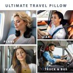 Total Pillow Donut Pillow for Airplane & Travel, Sleeping Neck Pillow, Microbead Comfortable Pillow for Neck, Head, Back, Lumbar & Pelvic Support, Twists to Many Positions - Black