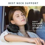 Total Pillow Donut Pillow for Airplane & Travel, Sleeping Neck Pillow, Microbead Comfortable Pillow for Neck, Head, Back, Lumbar & Pelvic Support, Twists to Many Positions - Black