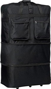 36" Black Rolling Wheeled Expandable Duffle Bag Spinner Suitcase Luggage - 5 Wheels