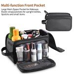 Buruis Extra Large Toiletry Bag for Men, Travel Toiletry Organizer Dopp Kit Water-resistant Shaving Bags, PU Leather Cosmetic Bathroom Shower Bag for Toiletries, Grooming, Accessories (Black)