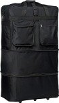 36" Black Rolling Wheeled Expandable Duffle Bag Spinner Suitcase Luggage - 5 Wheels