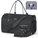 LekeSpring Garment Bags with 6 Set Packing Cubes, Garment Convertible Weekender Bag for Men and Women, Large Carry On Garment Bags for Travel, Duffle Bag Garment Bag Gifts Black Color
