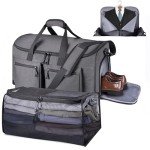 HILOMON Convertible Garment Duffel Bag with Mesh Storage Bag, YKK Zippers Carry On Garment Bag with Suit Compartment, 2 in 1 Hanging Suit Travel Bag (Grey)