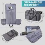 HILOMON Convertible Garment Duffel Bag with Mesh Storage Bag, YKK Zippers Carry On Garment Bag with Suit Compartment, 2 in 1 Hanging Suit Travel Bag (Grey)