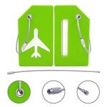Silicone Luggage Tag with Name ID Card Perfect to Quickly Spot Luggage Suitcase (Plane 5Pcs Green)