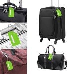 Silicone Luggage Tag with Name ID Card Perfect to Quickly Spot Luggage Suitcase (Plane 5Pcs Green)