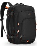 Tolaccea Travel Backpack, TSA Friendly Flight Approved Carry-on Luggage Water-resistant Business Rucksack, Durable Large Computer Bag Daypack Fits 15.6 Inch Laptop, 35-45L Expandable - Black